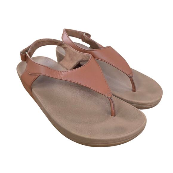 FitFlop Skylar Back Strap Toe Post Sandals Brown Leather womens size 8 - Picture 1 of 7